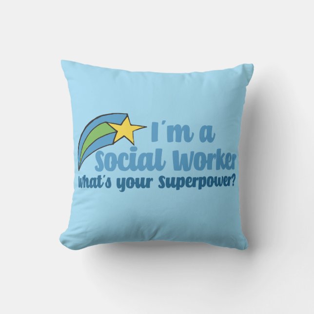 Superhero Social Worker Throw Pillow (Front)