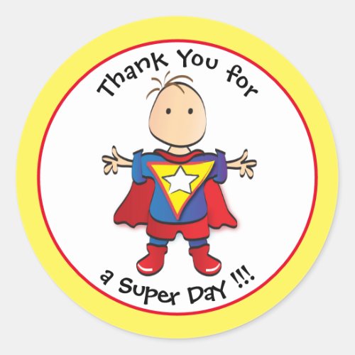 Superhero Sticker for Treat Bag or Thank You