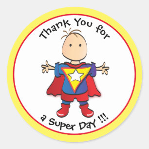 Superhero Sticker for Treat Bag or Thank You