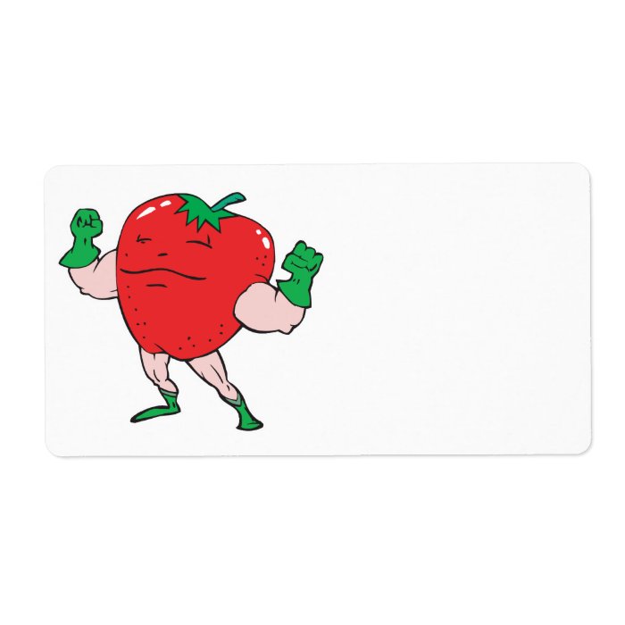 superhero strawberry cartoon character custom shipping labels