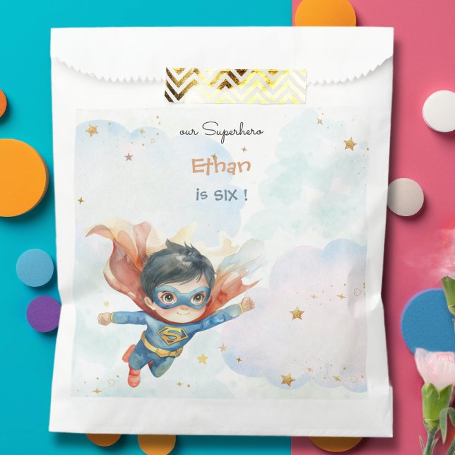 Superhero superboy kids birthday favor bag (Creator Uploaded)