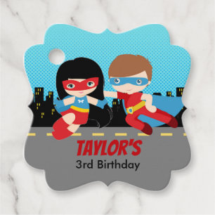 Superhero Tags Boy Girl Birthday Party Favor Tags