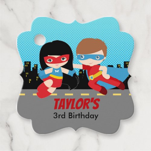 Superhero Tags Boy Girl Birthday Party Favor Tags