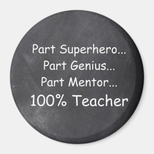 Superhero Teacher Genius Mentor Chalkboard Gift Magnet