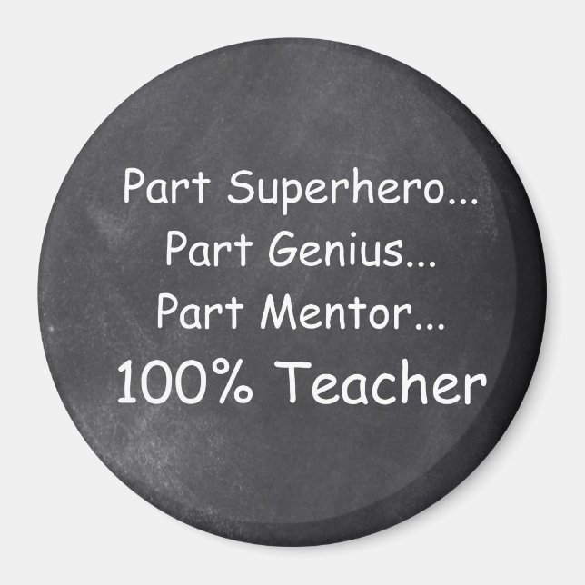 Superhero Teacher Genius Mentor Chalkboard Gift Magnet (Front)