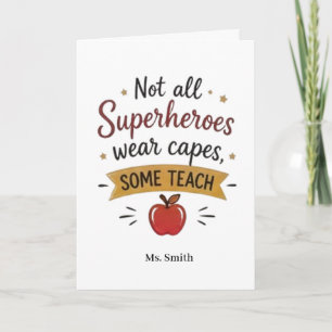 Superhero Teacher Personalized Card