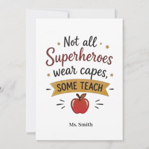 Superhero Teacher Personalized Thank You Card
