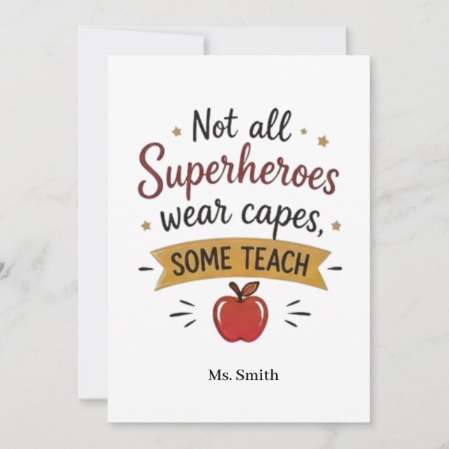 Superhero Teacher Personalized Thank You Card (Front)