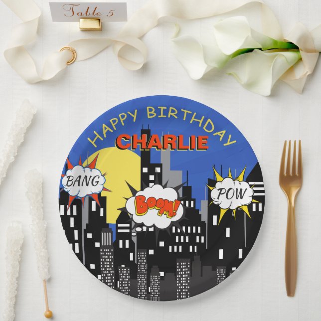 Superhero Theme Birthday Paper Plates (Wedding)