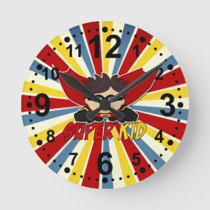 Superhero Theme for Boy's Room or Nursery Round Clock