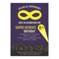 Superhero themed birthday party invitation