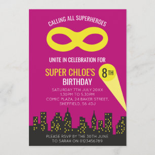 Superhero themed birthday party invitation