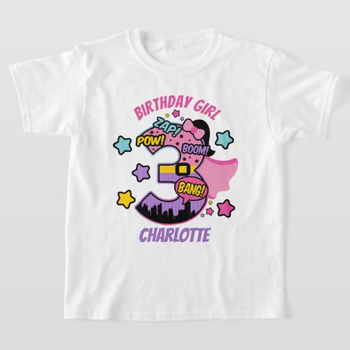 Superhero Third Birthday Girl 3rd Super Girl T_Shirt