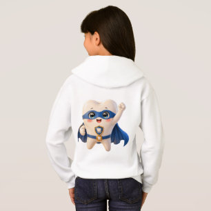 Superhero Tooth Kids Hoodie Back Print Dental Gift