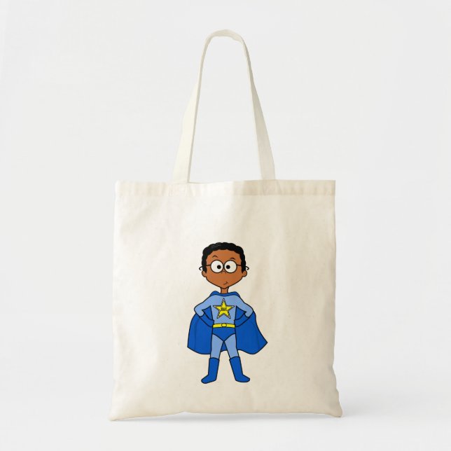 superhero tote bag for kids whimsical character (Front)