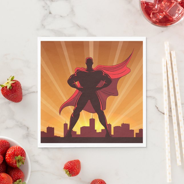 Superhero With A Red Cape Napkins (Creator Uploaded)