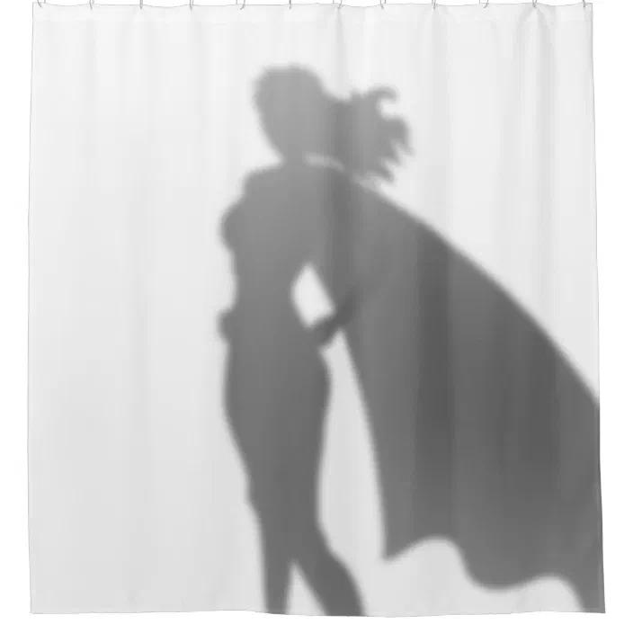 Superhero Woman Behind The Scenes Funny, Woman Shower Curtain Photography