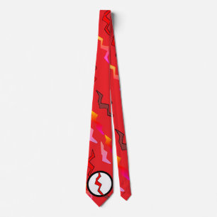 Superhero Yellow Red Pin Lightning Bolts Halloween Neck Tie