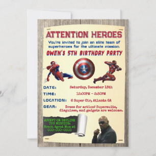 Superheroes Assemble Birthday Invitation