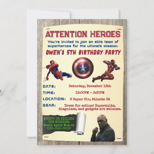 Superheroes Assemble Birthday Invitation