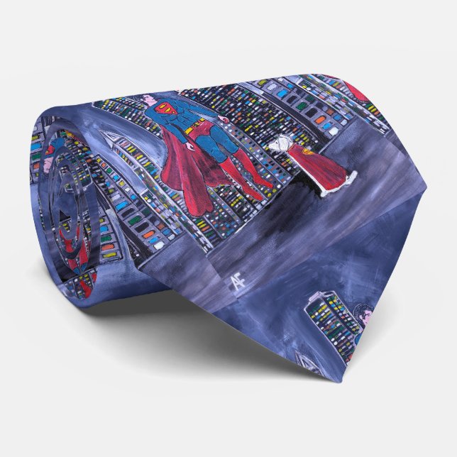 Superheroes Best Friend Painting by Alfred Fox Neck Tie (Rolled)