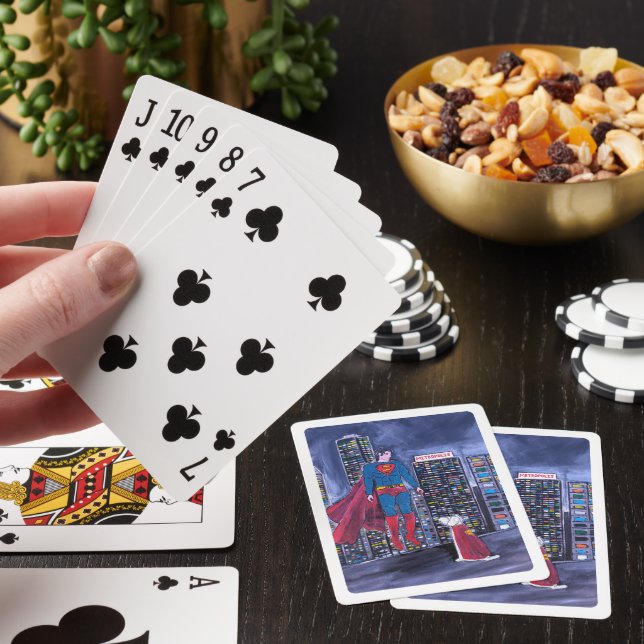 Superheroes Best Friend Painting by Alfred Fox Poker Cards (In Situ)