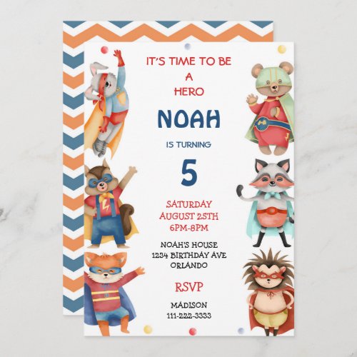 Superheroes Boys Birthday Party Invitation