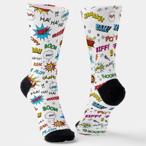 Superheroes Comics Pattern Socks