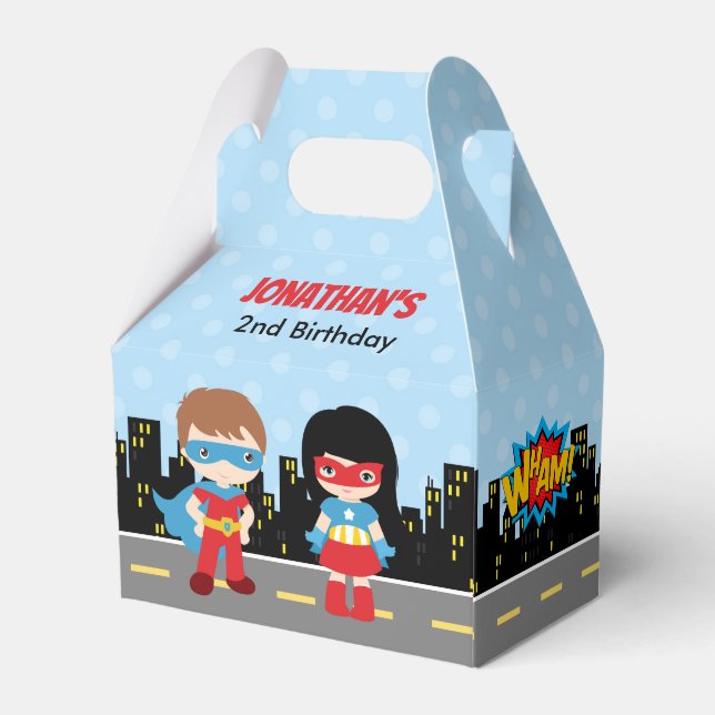 Superheroes Favor Box (Kids Birthday Party Favors) (Back Side)