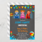 Superheroes pool party invitation (Front/Back)