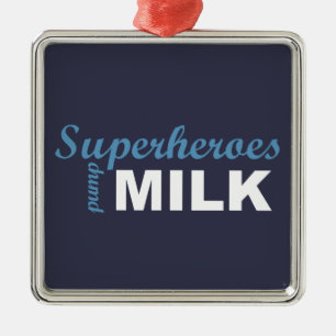 Superheroes pump milk white and blue metal ornament