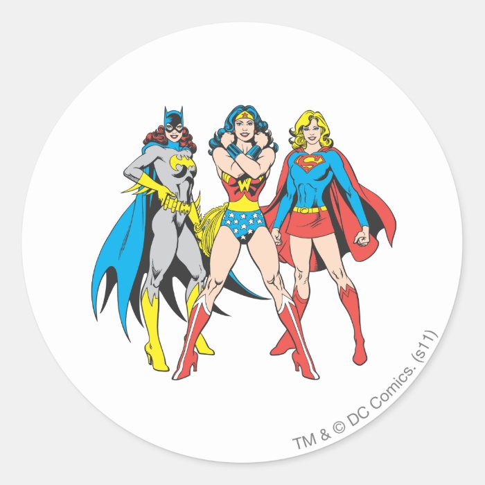 Superheroines Pose Round Stickers