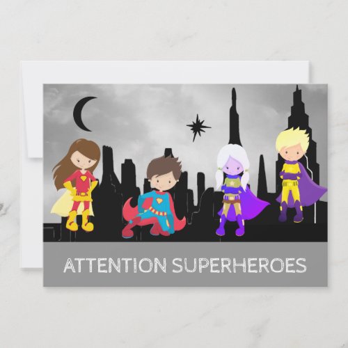 *~* SUPERHEROS Children Birthday Party Invitation