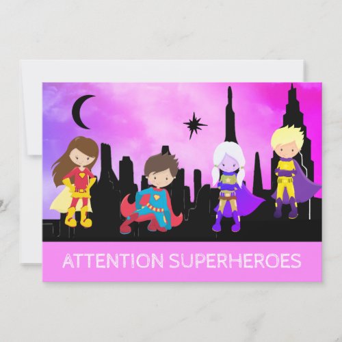 *~* SUPERHEROS Childrens Birthday Party Invitation