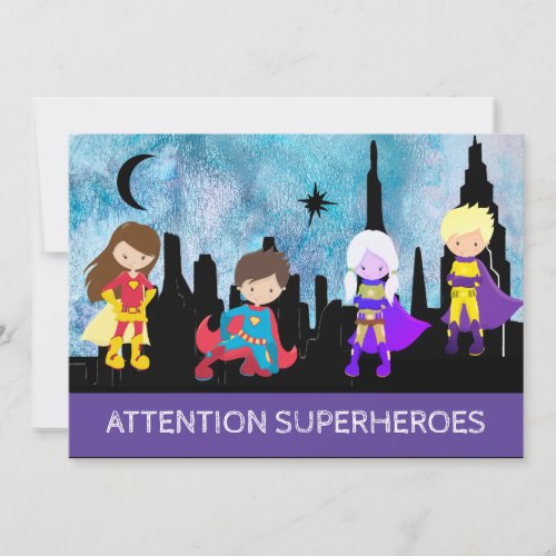 *~* SUPERHEROS Kids Birthday Party Invitation
