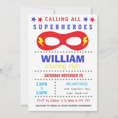 Superheros Party Happy Birthday Invitation