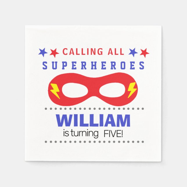 Superheros Party Happy Birthday  Napkins (Front)