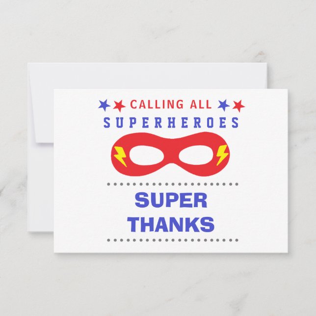 Superheros Party Super thank you Card (Front)