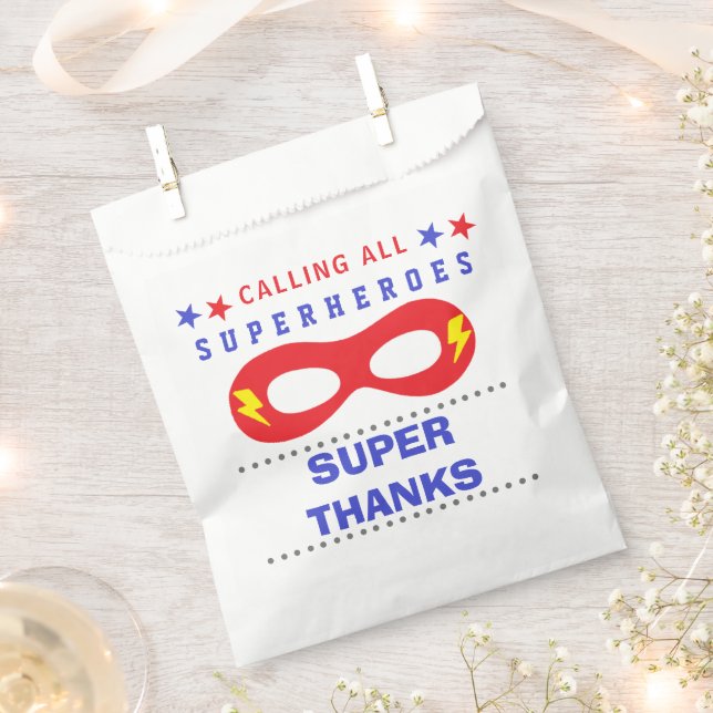Superheros Party Super thank you Favor Bag (Clipped)