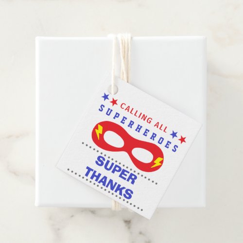 Superheros Party Super thank you Favor Tags