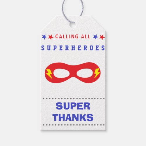 Superheros Party Super thank you Gift Tags