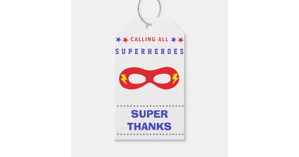 Superheros Party Super thank you Gift Tags