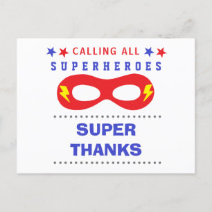 Superheros Party Super thank you Postcard