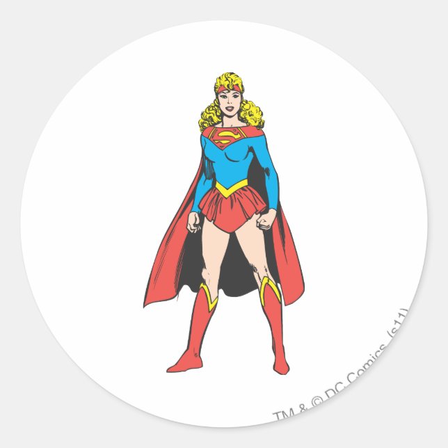 Superigirl Stands Classic Round Sticker (Front)