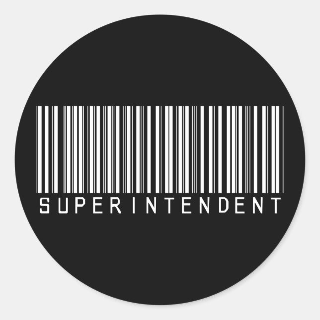 Superintendent Bar Code Classic Round Sticker (Front)
