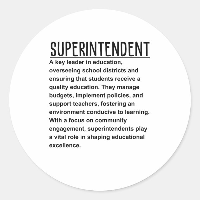 Superintendent Classic Round Sticker (Front)