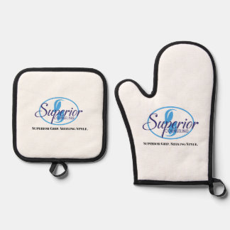 “Superior Grip. Sizzling Style.” Oven Mitt & Pot Holder Set