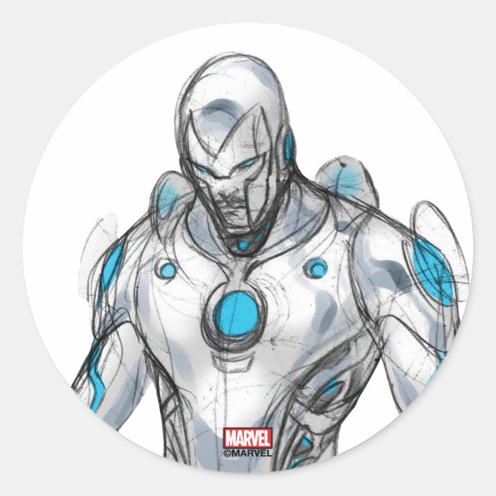 Superior Iron Man Sketch Classic Round Sticker Zazzle Com