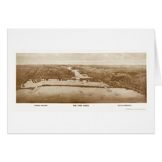 Superior, WI - Duluth, MN Panoramic Map - 1915 Cards (Front Horizontal)