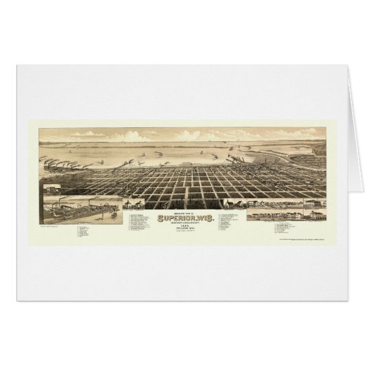 Superior, WI Panoramic Map - 1883 Cards (Front Horizontal)